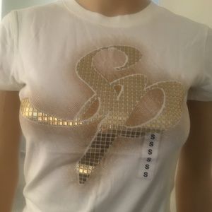 SouthPole Cream T-Shirt Gold Lettering Small